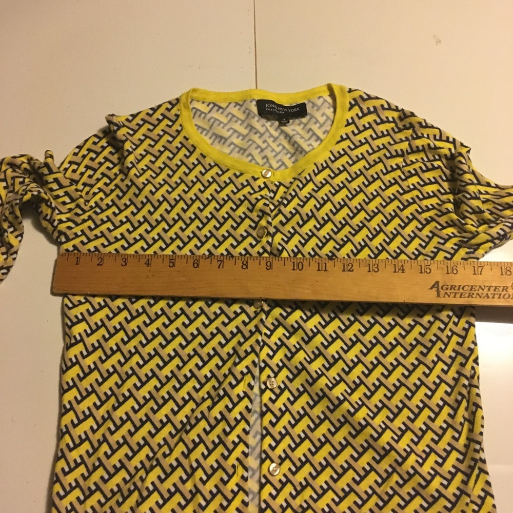 Jones New York S yellow black tan cardigan - Picture 7 of 8